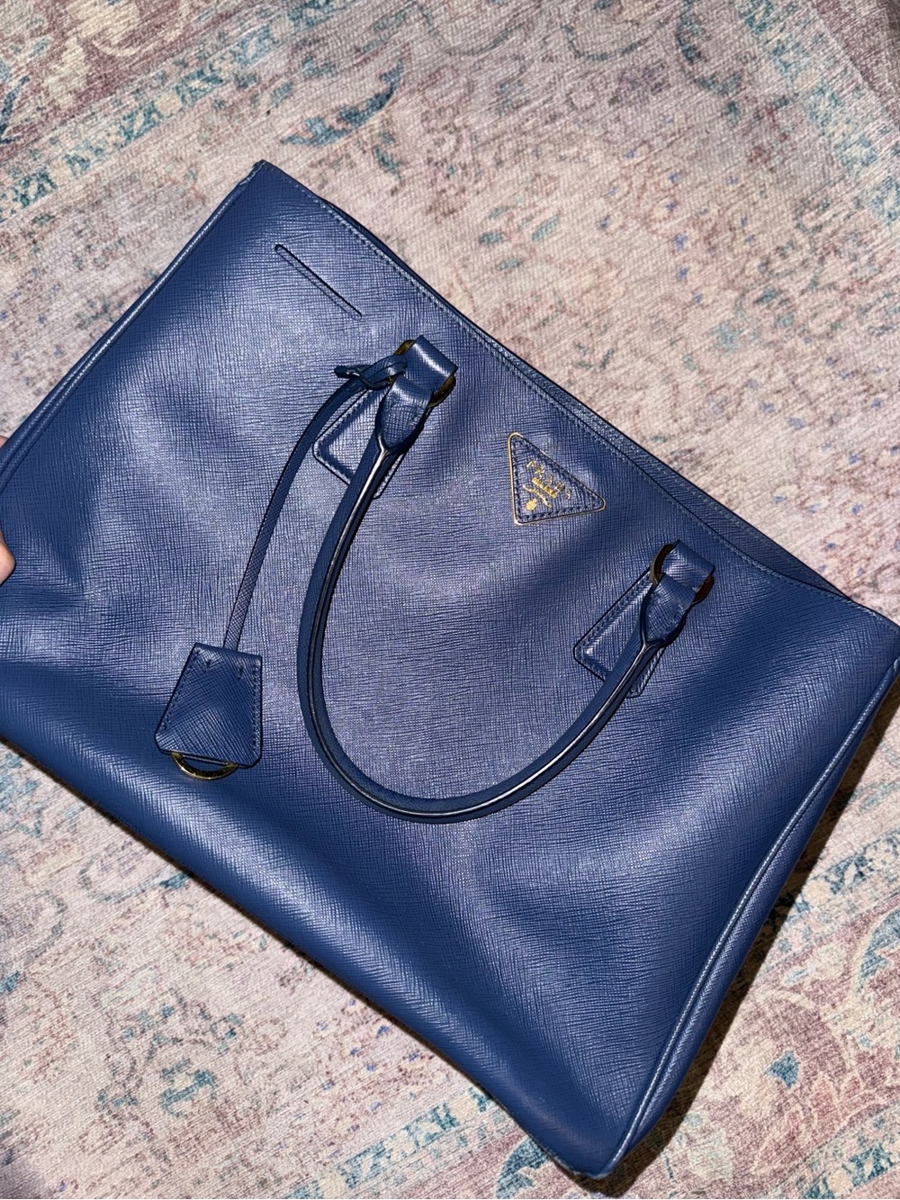 Prada Blue Saffiano Leather Top-Handle Tote - Picture 2 of 8